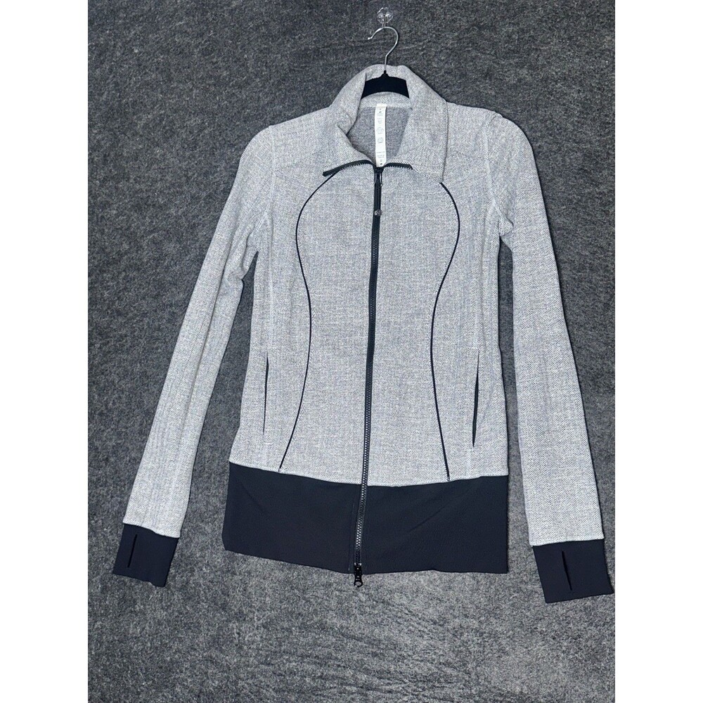 Lululemon Asana Herringbone Full Zip Athletic Women's Jacket Sz 6 - Picture 4 of 10